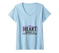 Womens I Love My Four Daughters V-Neck T-Shirt