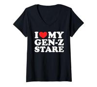 Womens I Love My Gen-Z Stare - Funny Sarcastic Viral Meme Humor Pun V-Neck T-Shirt