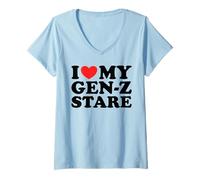 Womens I Love My Gen-Z Stare - Funny Sarcastic Viral Meme Humor Pun V-Neck T-Shirt