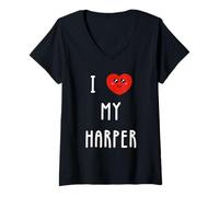 Women's I Love My Harper Name V-Neck T-Shirt