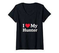 Women's I Love My Hunter Heart Hunter V-Neck T-Shirt