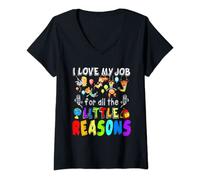 Womens I Love My Job For All The Little Reasons V-Neck T-Shirt