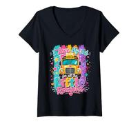 Women's I Love My Job Little Reasons Funny Bus Driver Back to School V-Neck T-Shirt