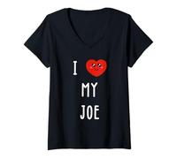 Women's I Love My Joe Name Funny V-Neck T-Shirt