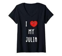 Women's I Love My Julia Name V-Neck T-Shirt