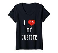 Women's I Love My Justice Name Funny V-Neck T-Shirt