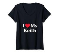 Womens I Love My Keith Heart Keith Love Keith V-Neck T-Shirt