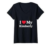 Women's I Love My Kimberly Heart Kimberly Love Kimberly V-Neck T-Shirt