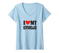 Womens I Love My Newfoundland - Dog - Heart Cute Funny Pet V-Neck T-Shirt