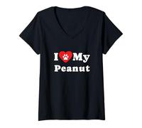 Womens I Love My Peanut Dog Owner Pet Dog Lover V-Neck T-Shirt