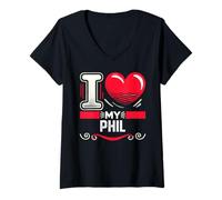 Women's I Love My Phil T-Shirt Name Phil V-Neck T-Shirt