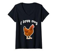 Womens I Love My Rhode Island Red Chicken V-Neck T-Shirt