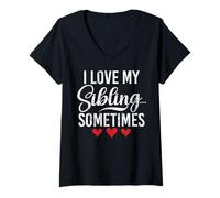 Womens I Love My Sibling Sometimes Funny Matching Siblings Brother V-Neck T-Shirt