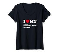 Womens I Love My Small Munsterlander Pointer Dog Owner Heart V-Neck T-Shirt