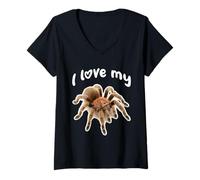 Womens I Love My Tarantula - Chilean Rose Hair Tarantula V-Neck T-Shirt