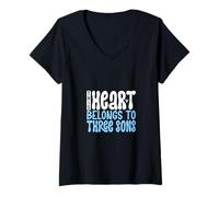 Womens I love my three sons V-Neck T-Shirt