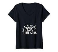 Womens I Love My Three sons V-Neck T-Shirt