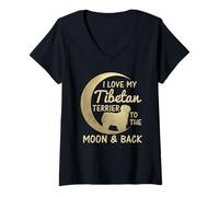 Womens I Love My Tibetan Terrier to The Moon and Back V-Neck T-Shirt