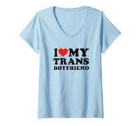 Women's I Love My Transgender Boyfriend LGBTQ V-Neck T-Shirt
