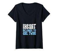 Womens I love my twin daughters V-Neck T-Shirt