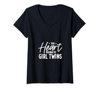 Womens I Love My Twin Daughters V-Neck T-Shirt