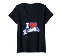 Womens I Love Nashville Tennessee V-Neck T-Shirt