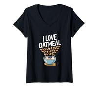 Womens I Love Oatmeal Blueberry Bowl Fun V-Neck T-Shirt