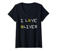 Womens I Love Olives Culinary V-Neck T-Shirt