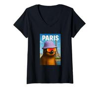 Womens I Love Paris, Cool Paris Lazy Sloth Illustration Fashion V-Neck T-Shirt