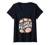 Womens I Love Pelmeni Dumpling Lovers Delight V-Neck T-Shirt