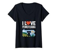 Womens I Love Pennsylvania Liberty Bell Fields V-Neck T-Shirt