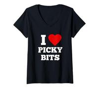 Women's I Love picky bits Christmas Party Food Funny V-Neck T-Shirt