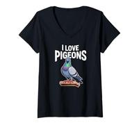 Womens I Love Pigeons Urban Bird Fans Unite V-Neck T-Shirt
