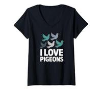 Womens I Love Pigeons Urban Birder Pigeon Lover Birds V-Neck T-Shirt