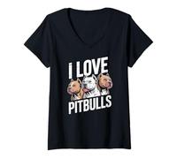 Womens I Love Pitbulls Canine Companion Adoration V-Neck T-Shirt