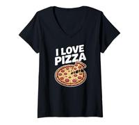 Womens I Love Pizza Delicious Pepperoni Slice V-Neck T-Shirt