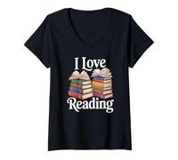 Womens I Love Reading Book Enthusiast Bookworm Joy V-Neck T-Shirt