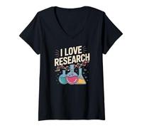 Womens I Love Research Science Lab DNA Enthusiast V-Neck T-Shirt