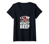 Womens I Love Roast Beef Carnivore BBQ Pitmaster Kitchen Humor V-Neck T-Shirt