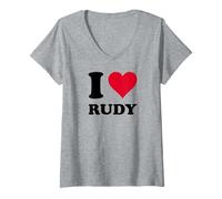 Womens I Love Rudy V-Neck T-Shirt
