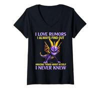 Womens I Love Rumors I Always Find Out - Dragon V-Neck T-Shirt