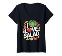Womens I Love Salad Fresh Veggie Delight V-Neck T-Shirt