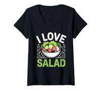 Womens I Love Salad Veggies Veganism World Vegan Day V-Neck T-Shirt