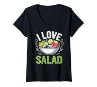 Womens I Love Salad Veggies Veganism World Vegan Day V-Neck T-Shirt