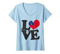 Women's I Love Samoa Flag Heart Patriotic Travel V-Neck T-Shirt