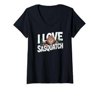 Womens I Love Sasquatch Bigfoot Adventures V-Neck T-Shirt