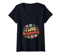 Womens I Love Scrapbooking Creative Paper Arts Inspiration V-Neck T-Shirt