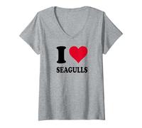 Womens I Love Seagulls V-Neck T-Shirt