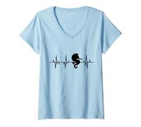 Womens I Love Seahorses Seahorse Heart Line V-Neck T-Shirt