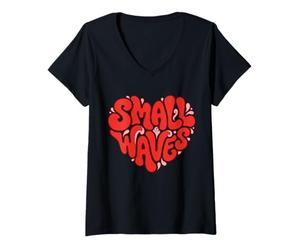 Women's I Love Small Waves Heart Surfing Fun V-Neck T-Shirt